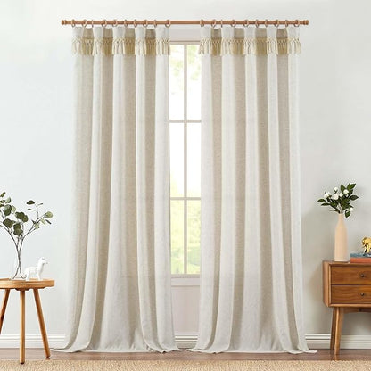 jinchan Linen Curtains for Living Room Bedroom Light Filtering Semi Sheer - Image 2