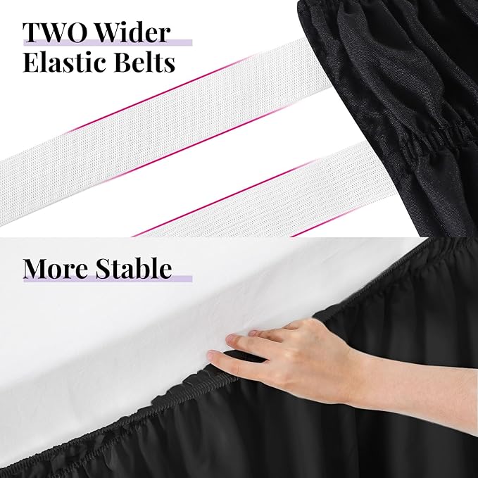 RIMELA Black Bed Skirt Full Size 18 Inch Drop, Elastic Bed Skirting - Image 6