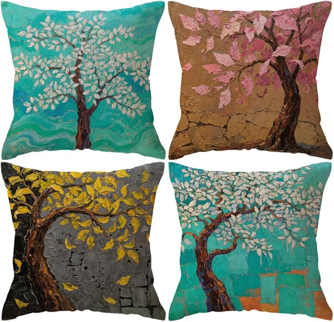 Decorative Throw Pillow Case Oil Painting Square Home Decorative Cushion Cover by ULOVE+LOVE+YOURSELF