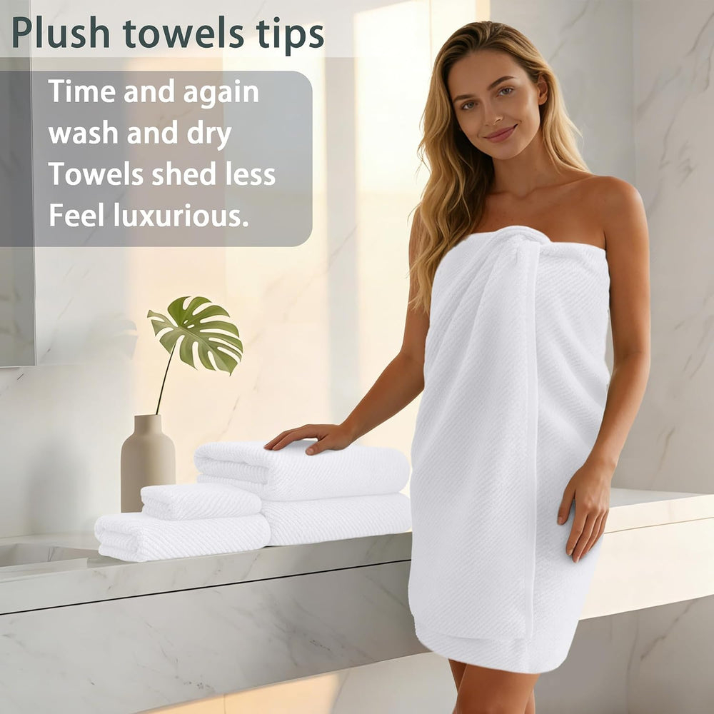 VOOVA & MOVAS White Luxury Towels Set, Cotton, Soft & Absorbent
