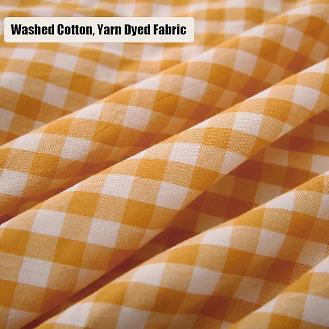 Mustard Yellow Plaid Ruffle Decorative Throw Pillow Covers - Image 5