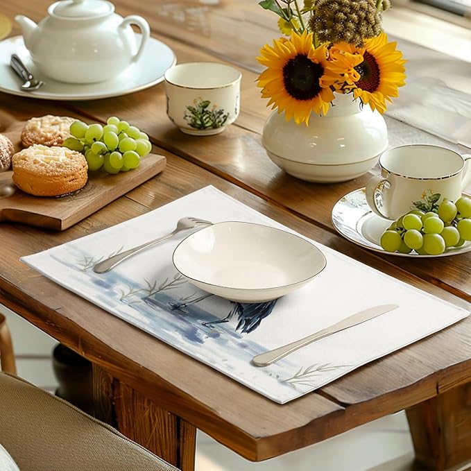Coastal Placemats Set of 4 Summer Ocean Heron Place Mats 12x18 Inch Nautical - Image 6