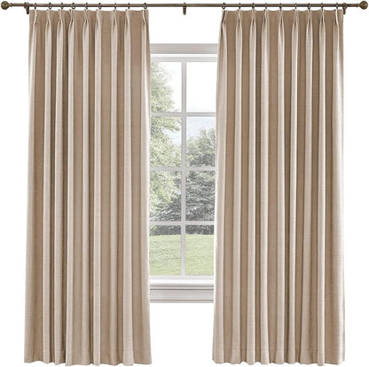 TWOPAGES 52 W x 102 L inch Pinch Pleat Drape Faux Linen Curtain by TWOPAGES