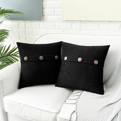 HWY 50 Black Chenille Throw Pillow Covers 16x16 Inch - Image 2