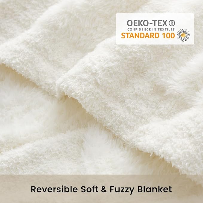 Snuggle Sac Checkered Throw Blanket Faux Fur Microfiber Blankets - Image 7