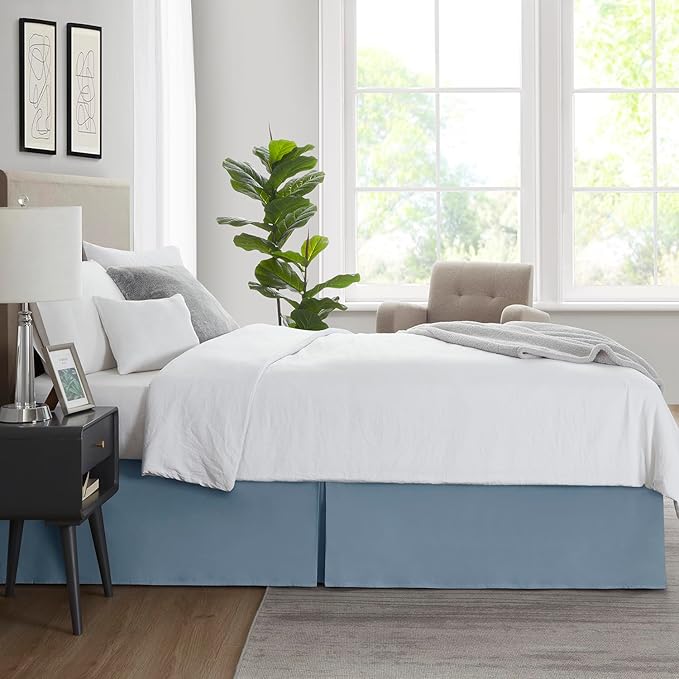 Nestl Stone Blue Bed Skirt King Size - Image 7