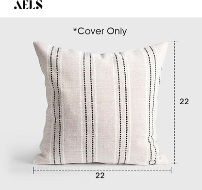 AELS 22x22 Decorative Farmhouse Linen Throw Pillow Covers, Boho Textured Pillow - Image 2