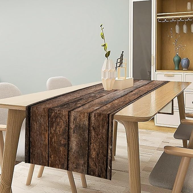 Brown Wood Rustic Table Runner Lumbers Colors Wooden Barn Door Farmhouse - Image 3
