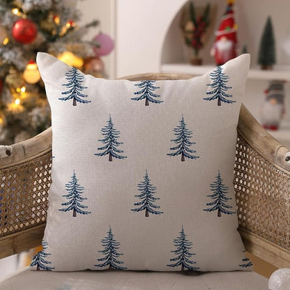DFXSZ Christmas Pillow Covers 20x20 inch Set of 2 Winter Blue Christmas Tree - Image 2