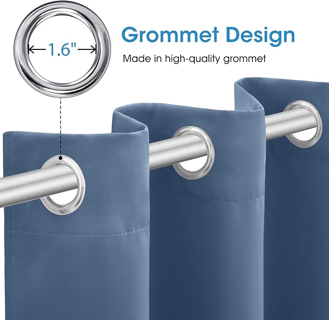 HOMEIDEAS Stone Blue Blackout Curtains 52 X 96 inches Long 2 Panels Room - Image 4
