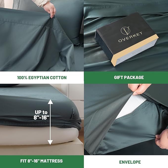 Egyptian Cotton Sheets Full Size 4PCS 1000 Thread Count Sateen Weave Soft - Image 4