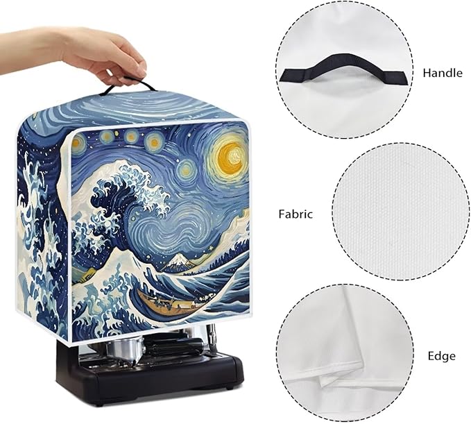 Starry Night Great Wave Print Coffee Maker Covers - Image 5