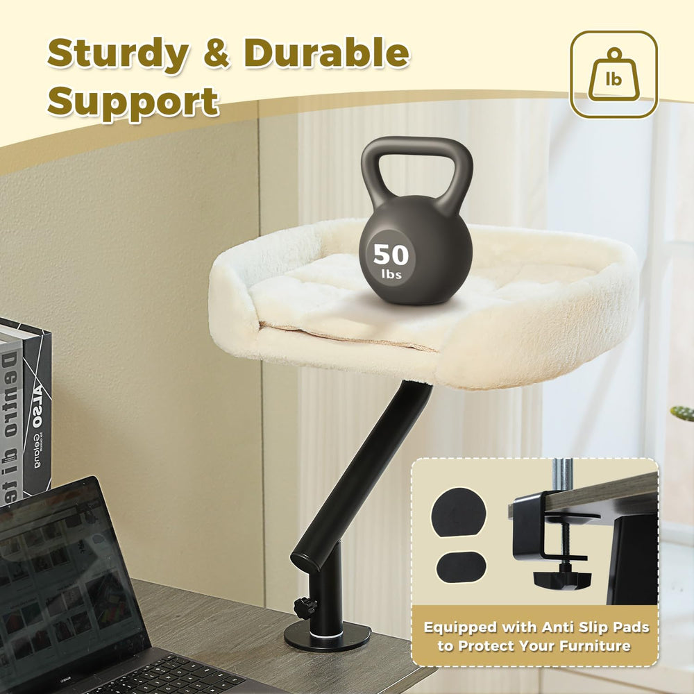 PAWZ Road Cat Desk Bed 360°Rotating Supports to 50 Lbs Cozy Nest for Desk