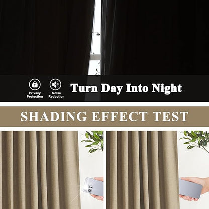 Vision Home Brown Pinch Pleated Full Blackout Curtains Linen Blended 60" Wide - Image 4