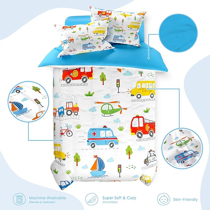 SANDJEST Transportation Duvet Cover Sets Twin Size - Image 3