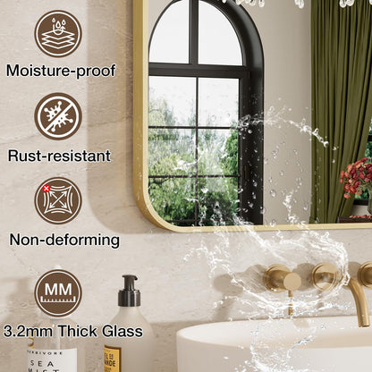 24"x36" bathroom mirror for over sink, brushed gold on a desk or shelf