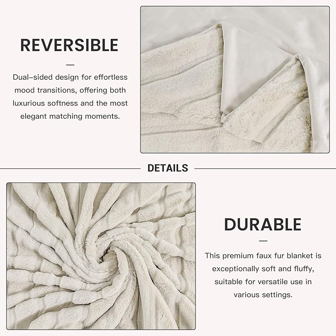 NEXHOME PRO Faux Fur Throw Blanket, Cozy Fluffy Soft Blanket or Couch Sofa Bed - Image 5
