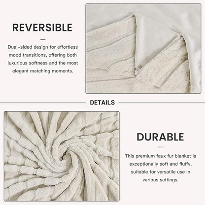 NEXHOME PRO Faux Fur Throw Blanket, Cozy Fluffy Soft Blanket or Couch Sofa Bed - Image 5