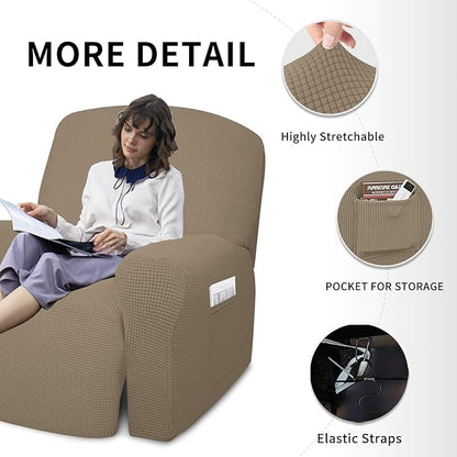 Easy-Going 4 Pieces Oversized Recliner Stretch Sofa Slipcover Sofa Cover - Image 4