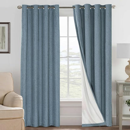 H.VERSAILTEX Linen Blackout Curtains 108 Inches Long 100% Blackout Thermal by HVERSAILTEX