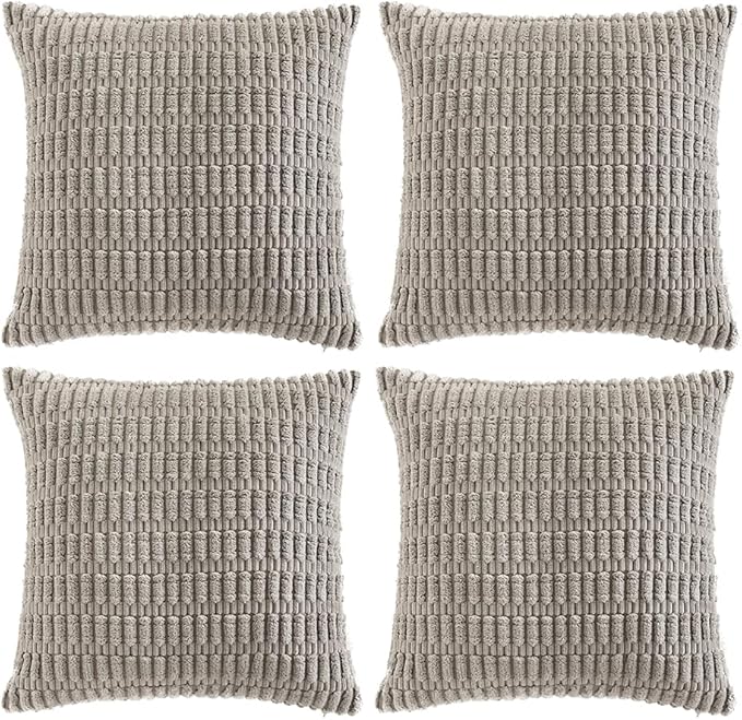 Fancy Homi 4 Packs Grey Decorative Throw Pillow Covers 24x24 Inch by Fancy+Homi