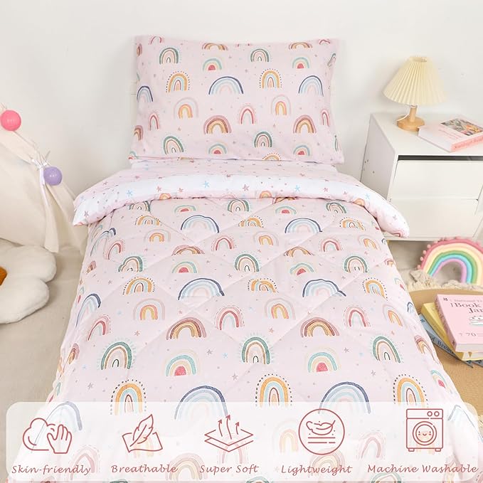Toddler Bedding Set for Girls, 4 Piece Toddler Girl Bedding Set, Super Soft & - Image 7