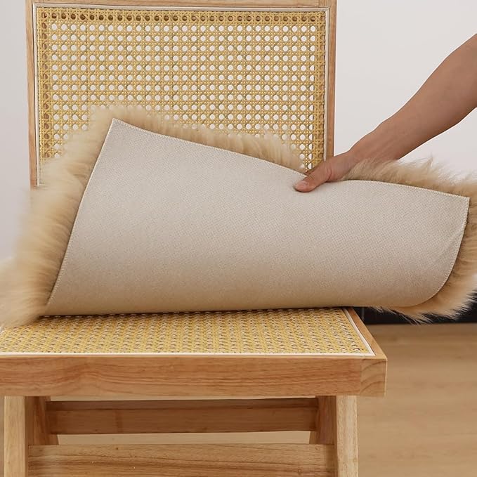 LLB Sheepskin Chair Cushion Non-Slip Back Square Genuine Fur Chair Cover Silky - Image 6
