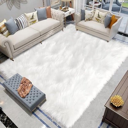 Latepis Large Area Rugs 6.7x10 Big White Faux Sheepskin Fur Rug by Latepis