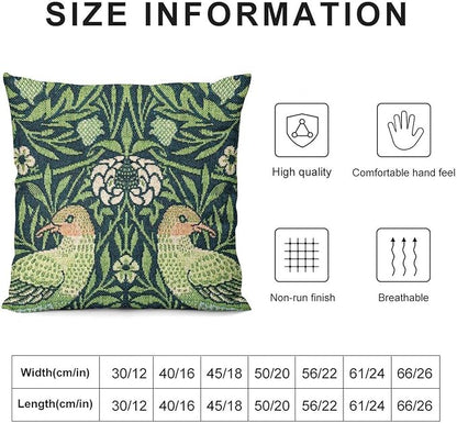 William Morris Floral Original Throw Pillow Covers Boho Chic Retro Floral Bird - Image 2