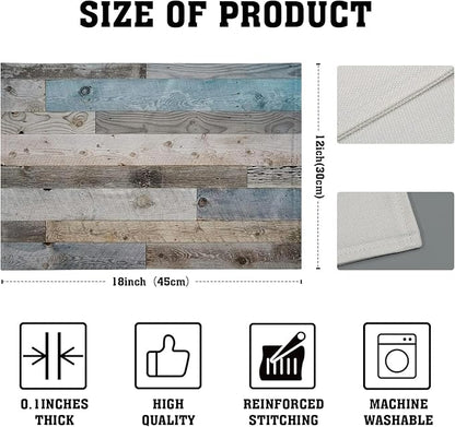 Giwawa Rustic Wood Grain Placemats Set of 4, Vintage Barn Wooden Linen Table Mat - Image 4