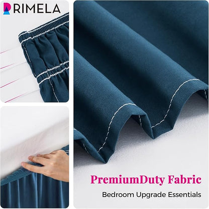 RIMELA Dusty Navy Bed Skirt Queen Size 18 Inch Drop, Wrap Around Elastic - Image 7
