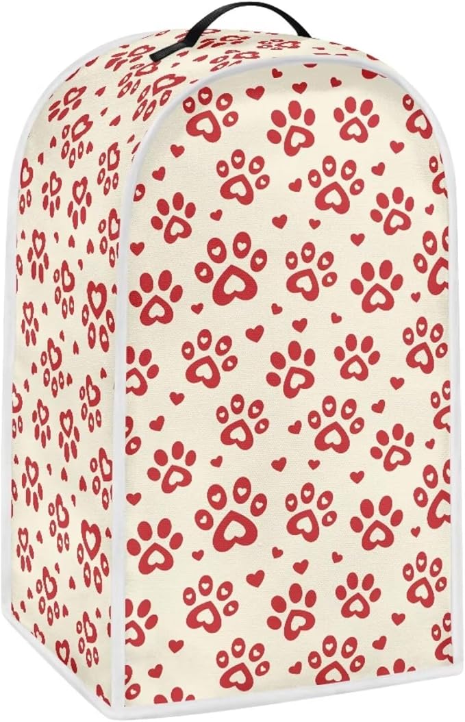 Talayituse Red Dog Paw Heart Print Blender Dust Cover, Fingerprint Protection - Image 2
