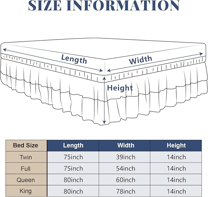 Full Bed Skirt, Double-Layered Ruffled Eyelet Bed Skirt, Wrap-Around Elastic - Image 2