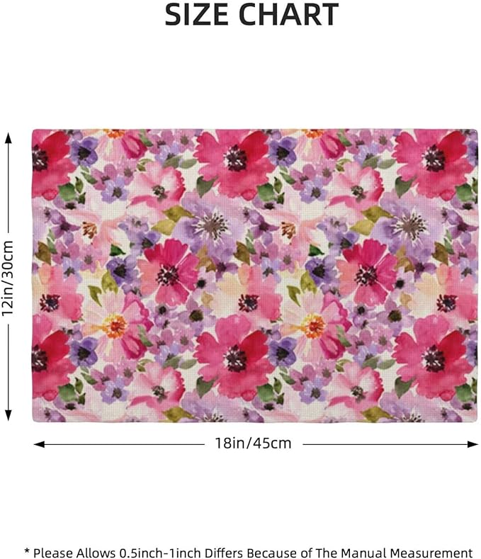 Watercolor Floral Placemats Set of 4, Seasonal Spring Multicolor Flower - Image 4