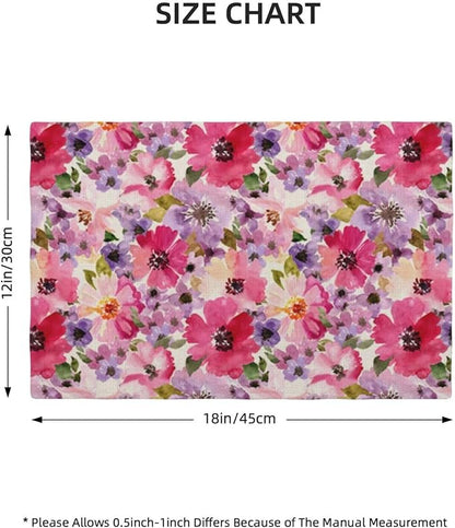 Watercolor Floral Placemats Set of 4, Seasonal Spring Multicolor Flower - Image 4