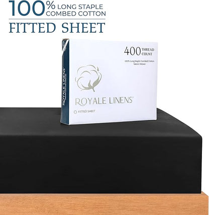 ROYALE LINENS 400 Thread Count 100% American Grown Cotton Fitted Sheet Twin Size - Image 2