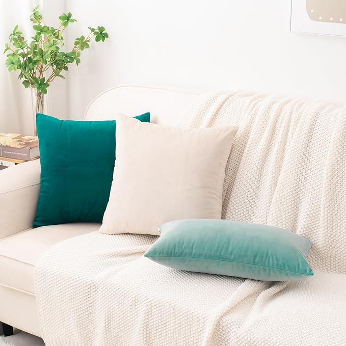 HWY 50 Teal Blue Velvet Throw Pillow Covers 16x16 Inch - Image 5