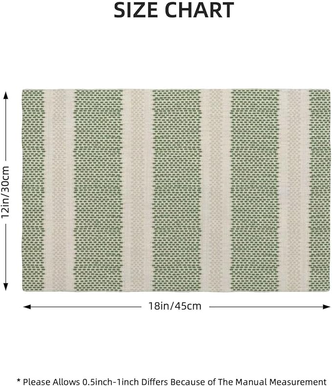 Sage Green Polka Dot Placemats Set of 4, Boho Striped Decorative Table Mat 12 x - Image 4