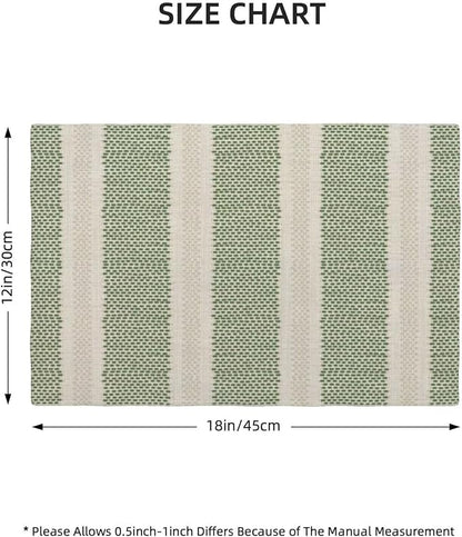 Sage Green Polka Dot Placemats Set of 4, Boho Striped Decorative Table Mat 12 x - Image 4