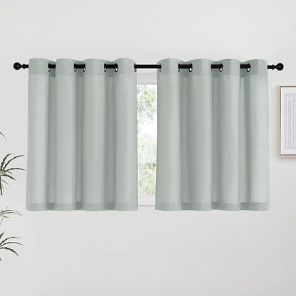 NICETOWN Sage Green Linen Kitchen Curtains 36 inch Length, Decorative Thick by NICETOWN