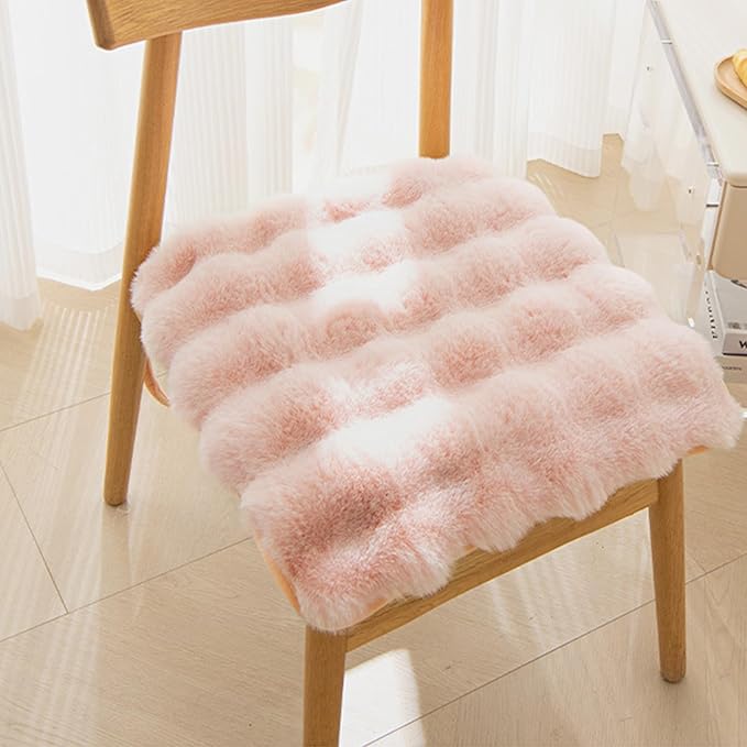 Square Faux Fur Seat Cushion, Faux Rabbit Fleece Chair Pad, Winter Thick Plush by Unknown