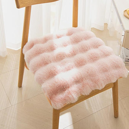 Square Faux Fur Seat Cushion, Faux Rabbit Fleece Chair Pad, Winter Thick Plush by Unknown