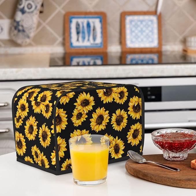 Sunflower Stylish Black 2 Slice Toaster Cover, Waterproof Toaster Dust Cover - Image 6