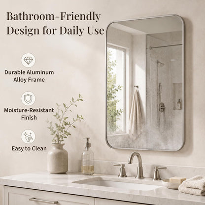 24x36 inch brushed nickel rounded rectangle bathroom vanity, package contents
