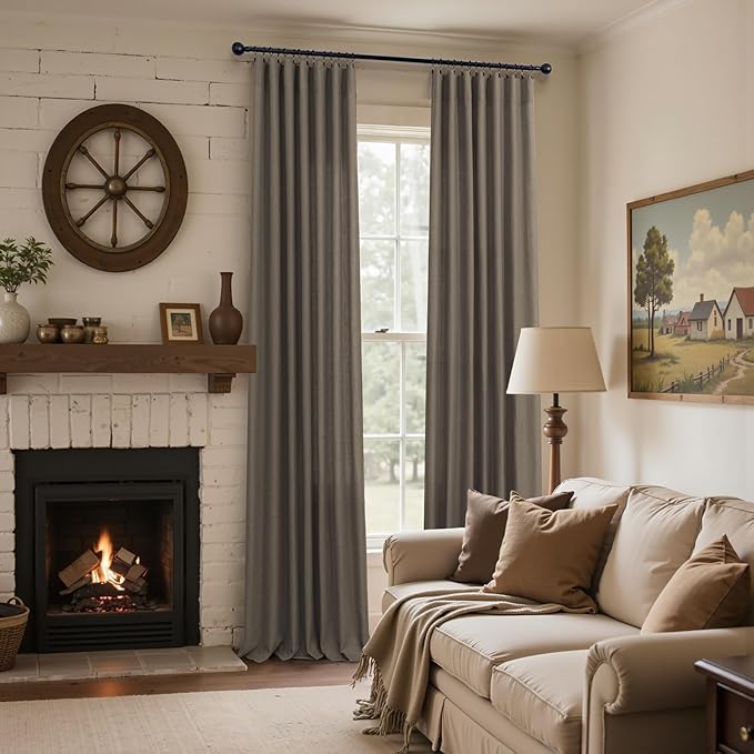 Dark Brown Linen Curtains for Living Room 108 Inches Long Semi Sheer Drapes - Image 6