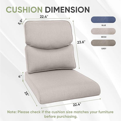 Outdoor Chair Cushion Set, 25 x 22 Deep Seat Cushion, Patio Chair Cushions - Image 5