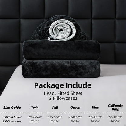 warmdern velvet fitted sheet and pillowcase set 3, package contents