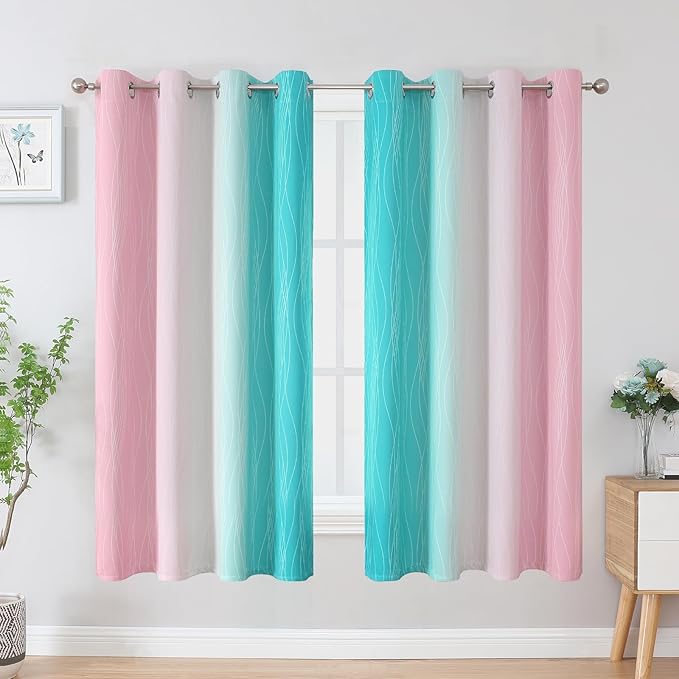 Estelar Textiler Pink and Teal Blackout Curtains - Image 2
