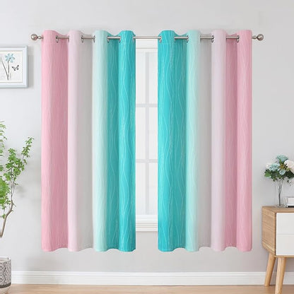 Estelar Textiler Pink and Teal Blackout Curtains - Image 2