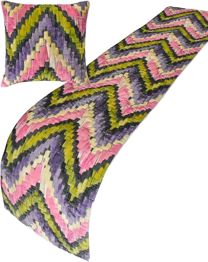 The HomeCentric King/Queen/Twin Pink & Purple Decorative Twin 53"x18" Bed Runner - Image 3